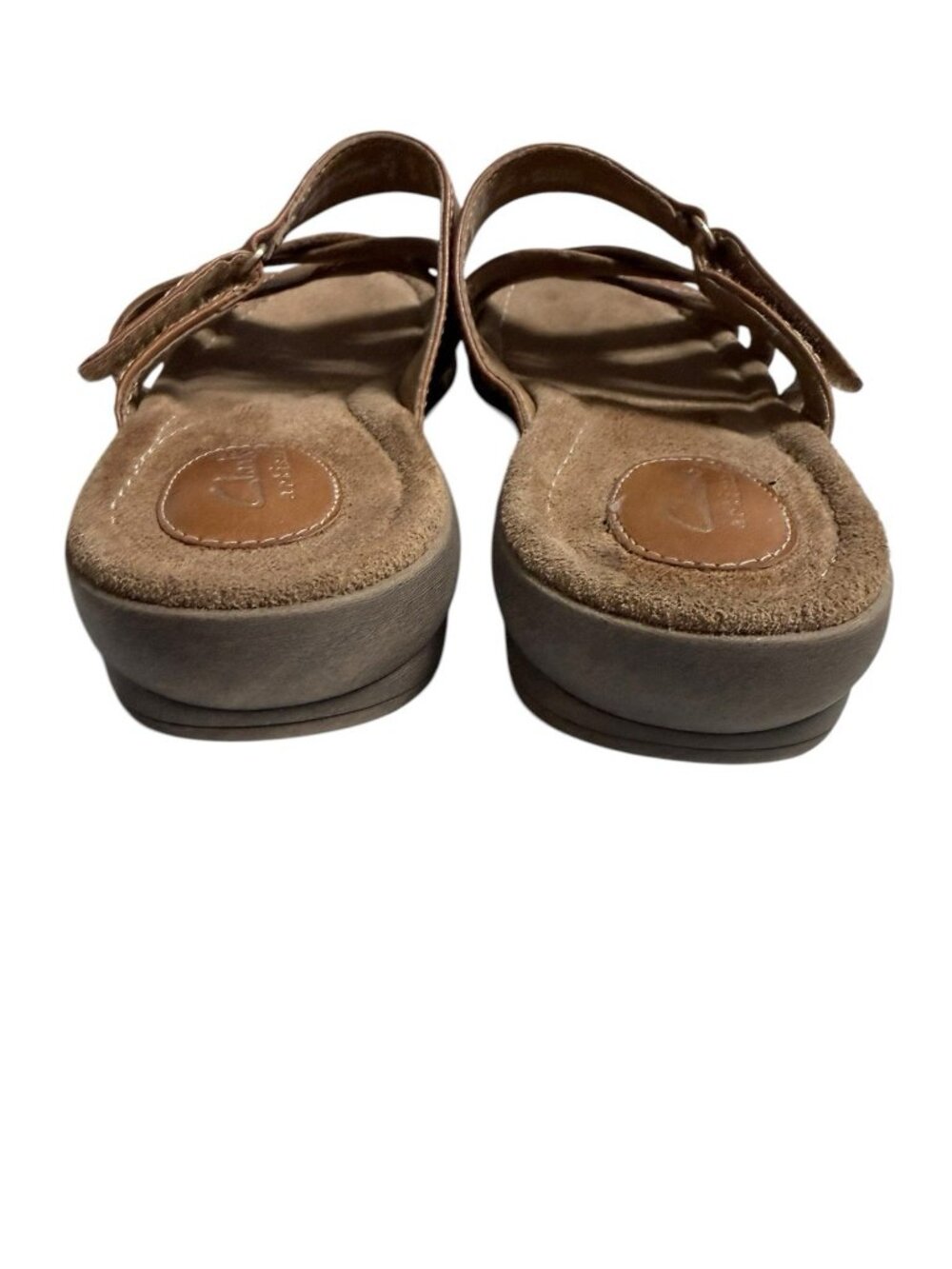 Clarks Artisan Leather Slide Sandal Size 9 M Brown Hook and Loop Strap - Picture 2 of 6